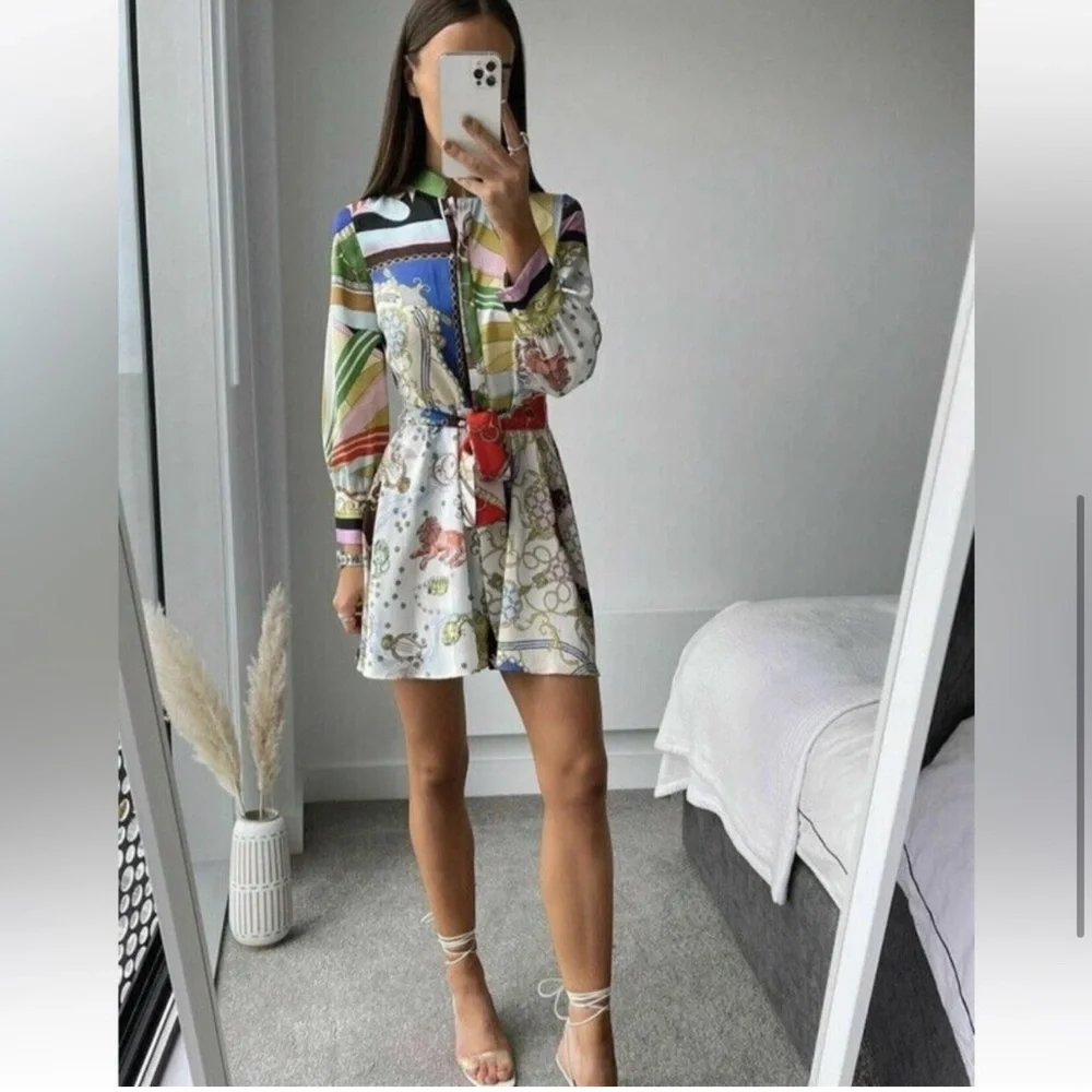 Zara Multicolor Long Sleeve Dress - Picture 3 of 15
